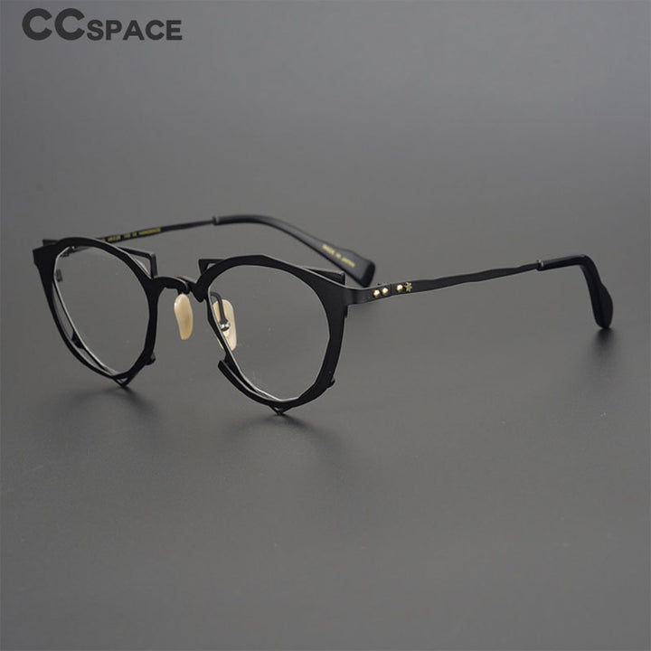 CCspace Unisex Full Rim Irregular Cat Eye Handcrafted Titanium Eyeglasses 55657 Full Rim CCspace
