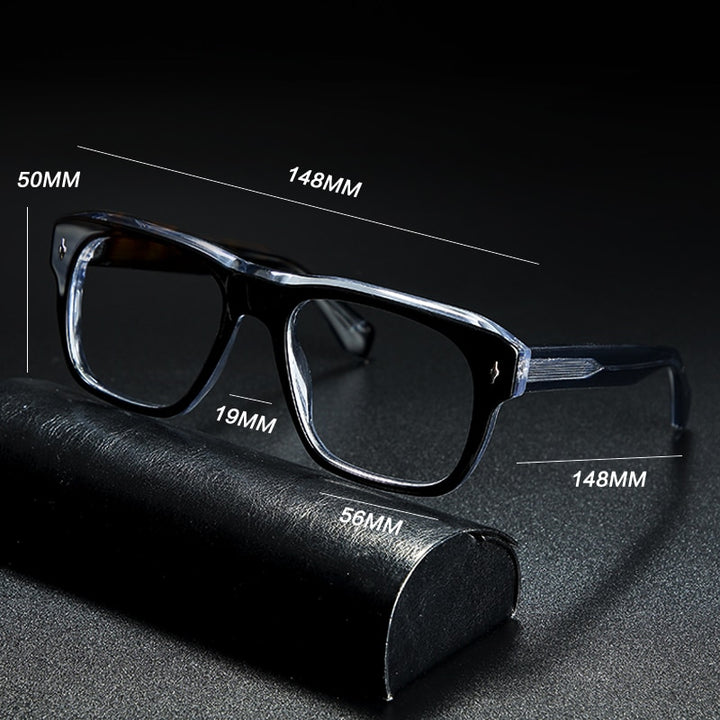 Gatenac Unisex Full Rim Square Acetate Eyeglasses Gxyj839 Full Rim Gatenac