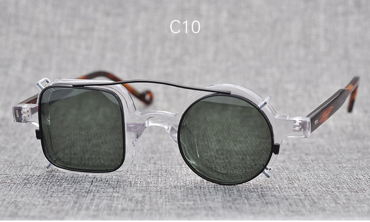 Yujo Unisex Full Rim Square Round Acetate Eyeglasses Clip On Sunglasses 002 With Clip Ons Yujo C10 China