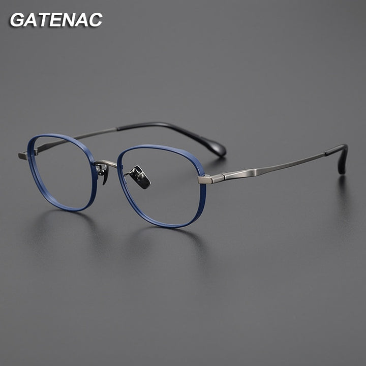 Gatenac Unisex Full Rim Small Square Titanium Eyeglasses Gxyj1025 Full Rim Gatenac