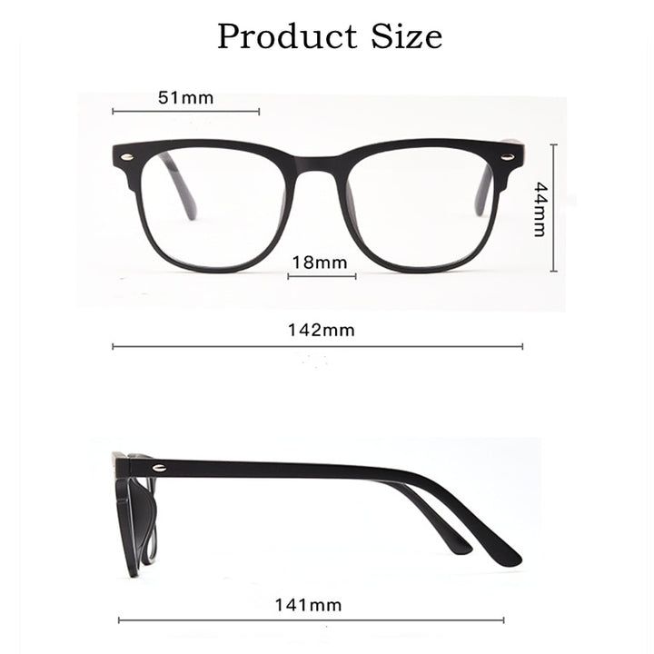 Yimaruili Unisex Full Rim Square Tr 90 Eyeglasses Clip On Polarized Sunglasses 5502R With Clip Ons Yimaruili Eyeglasses