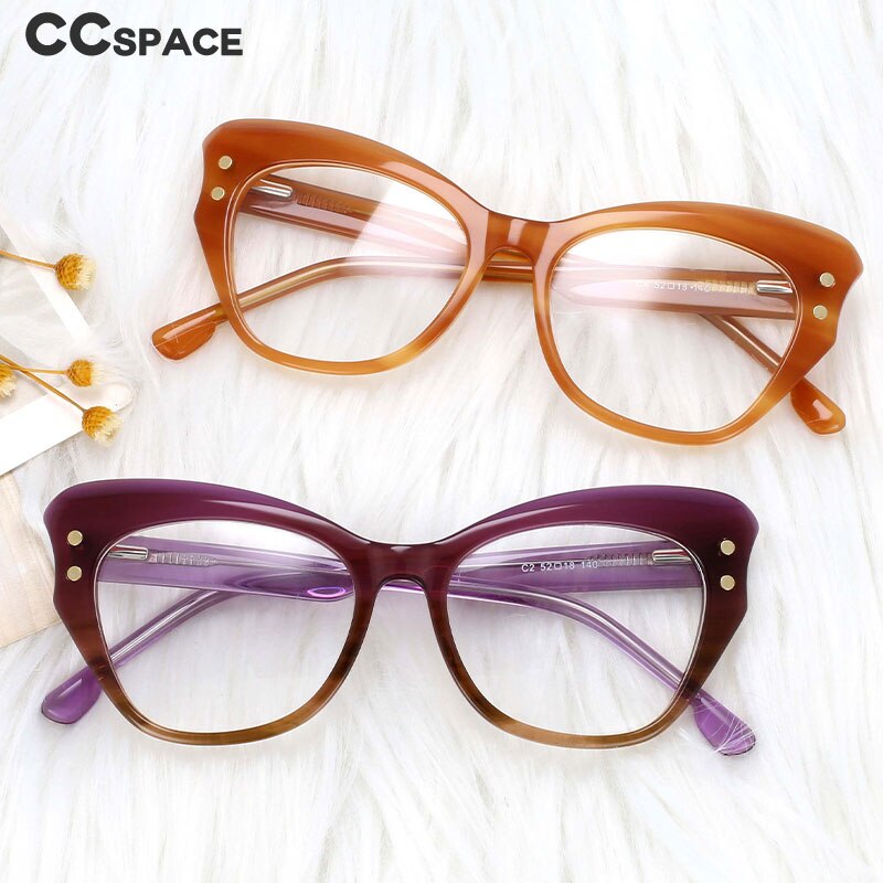 CCspace Women's Full Rim Butterfly Cat Eye Acetate Eyeglasses 53174 Full Rim CCspace