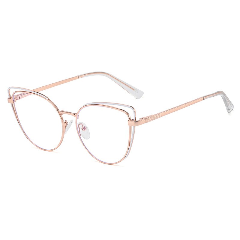 CCspace Women's Full Rim Cat Eye Acetate Alloy Eyeglasses 55253 Full Rim CCspace China White