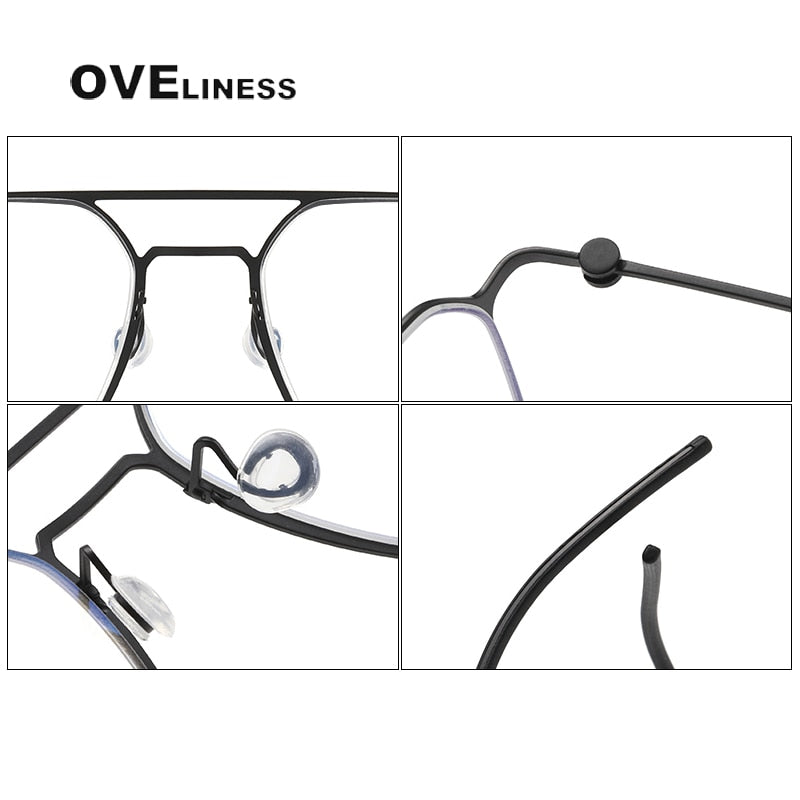 Oveliness Unisex Full Rim Square Double Bridge Titanium Eyeglasses 5517 Full Rim Oveliness