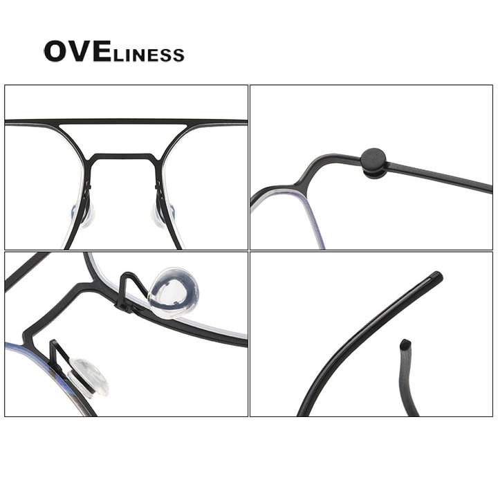 Oveliness Unisex Full Rim Square Double Bridge Titanium Eyeglasses 5517 Full Rim Oveliness