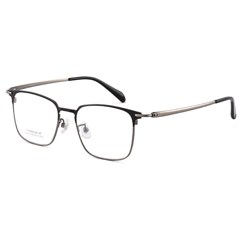 Bclear Unisex Full Rim Square Titanium Acetate Eyeglasses Lb1104 Full Rim Bclear Black gray