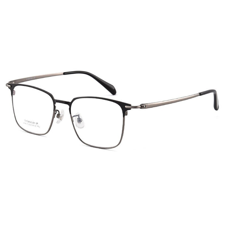 Bclear Unisex Full Rim Square Titanium Acetate Eyeglasses Lb1104 Full Rim Bclear Black gray