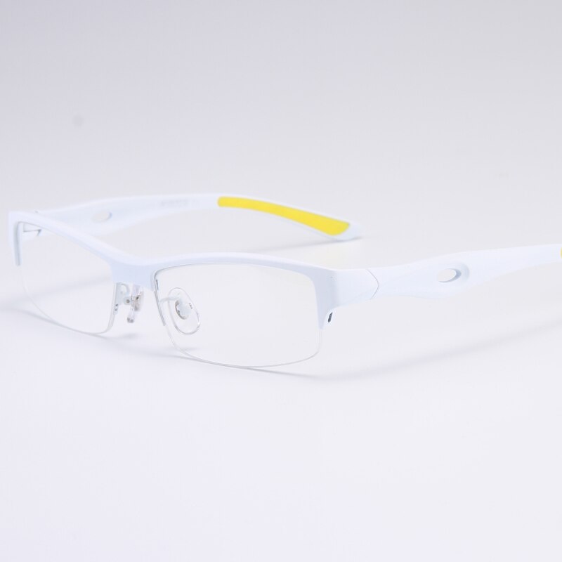 Bclear Men's Semi Rim Rectangle Tr 90 Sport Eyeglasses My1077 Semi Rim Bclear White yellow