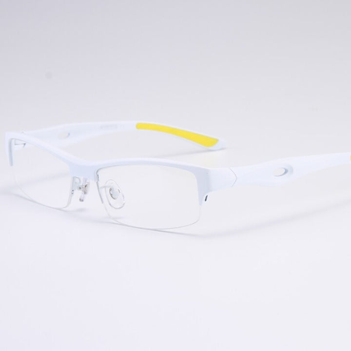 Bclear Men's Semi Rim Rectangle Tr 90 Sport Eyeglasses My1077 Semi Rim Bclear White yellow