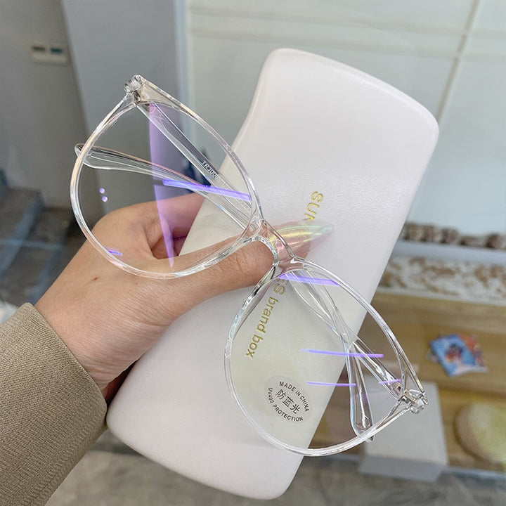 CCspace Unisex Full Rim Oversized Square Tr 90 Eyeglasses 55875 Full Rim CCspace China Clear