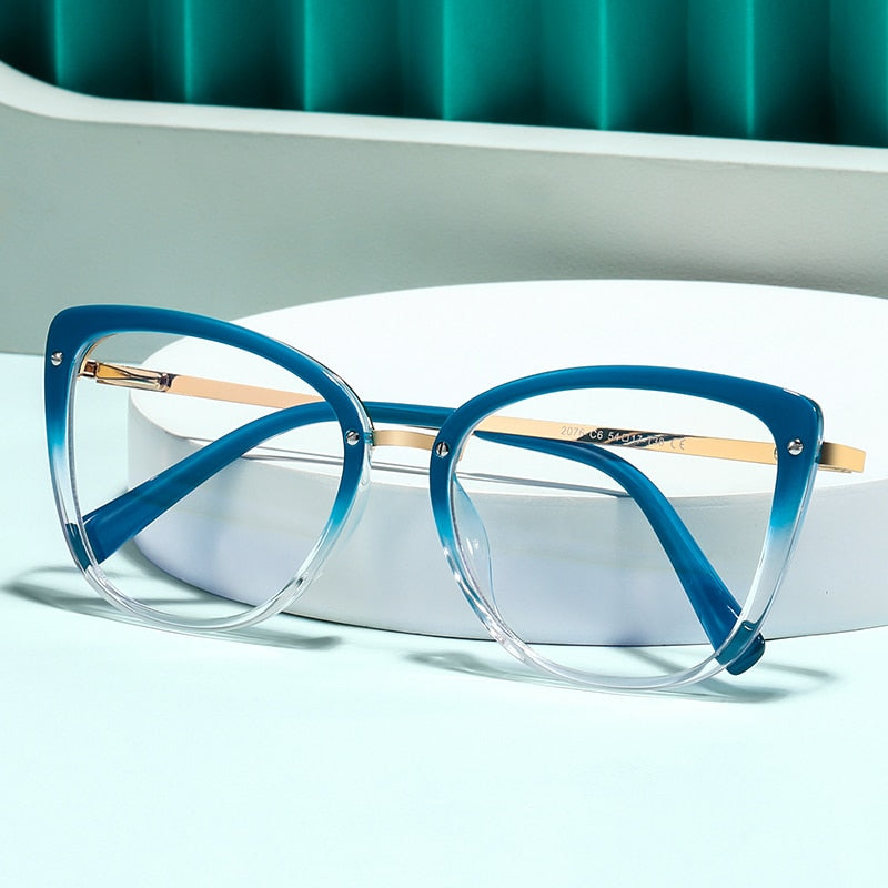 Gmei Women's Full Rim TR 90 Metal Cat Eye Frame Eyeglasses 2076 Full Rim Gmei Optical