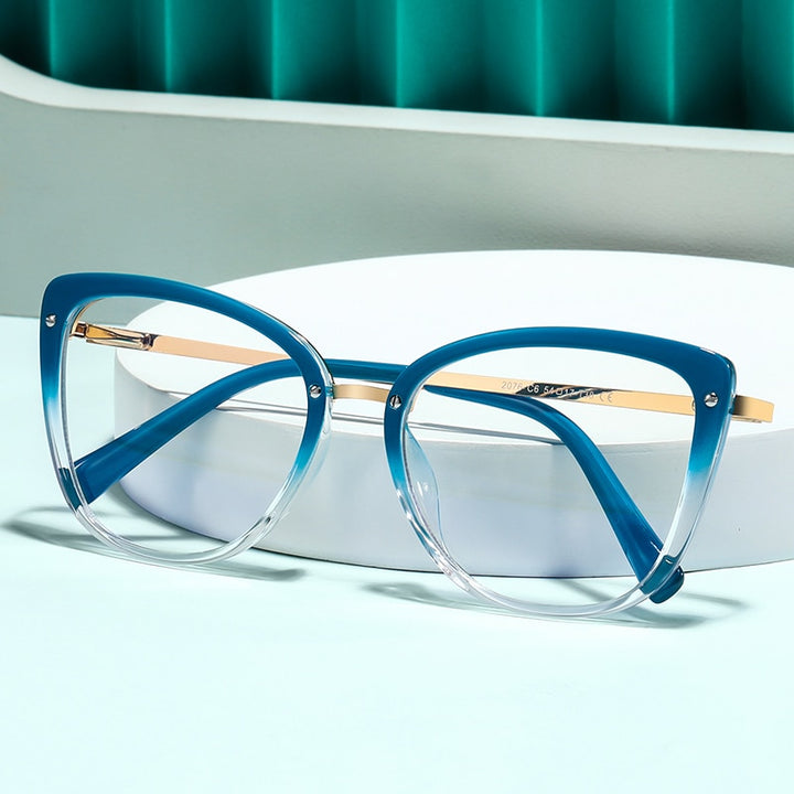 Gmei Women's Full Rim TR 90 Metal Cat Eye Frame Eyeglasses 2076 Full Rim Gmei Optical