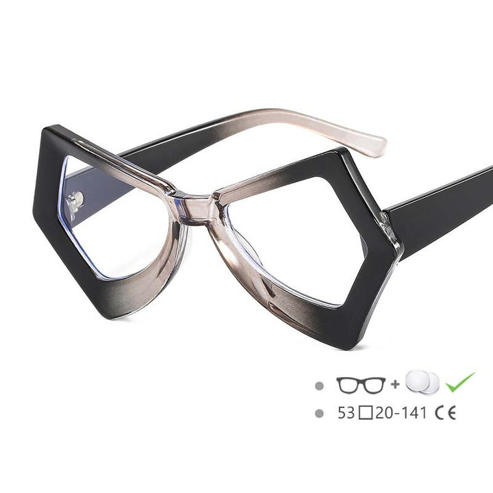 CCspace Unisex Full Rim Polygonal Cat Eye Acetate Frame Eyeglasses 54620 Full Rim CCspace China Gray