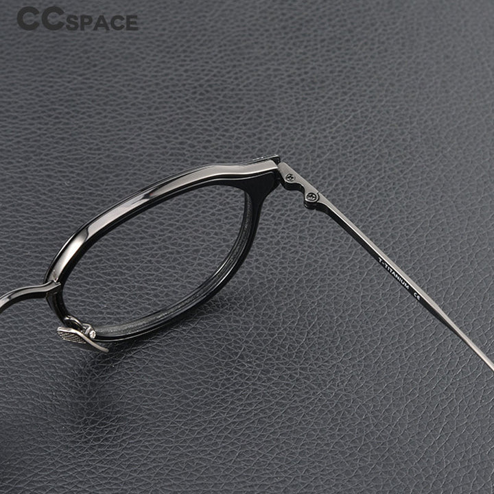 CCspace Unisex Full Rim Square Cat Eye Acetate Titanium Eyeglasses 55740 Full Rim CCspace