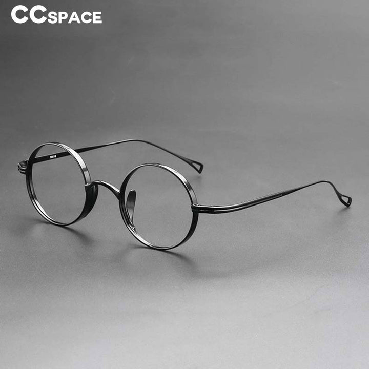 CCspace Unisex Full Rim Hand Crafted Round Titanium Frame Eyeglasses 54595 Full Rim CCspace