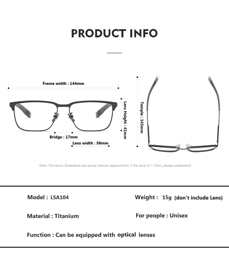 Oveliness Unisex Full Rim Square Acetate Titanium Eyeglasses Lsa104 Full Rim Oveliness