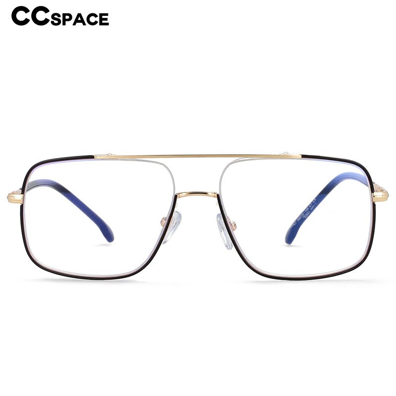 CCspace Unisex Full Rim Square Alloy Double Bridge Frame Eyeglasses 54240 Full Rim CCspace