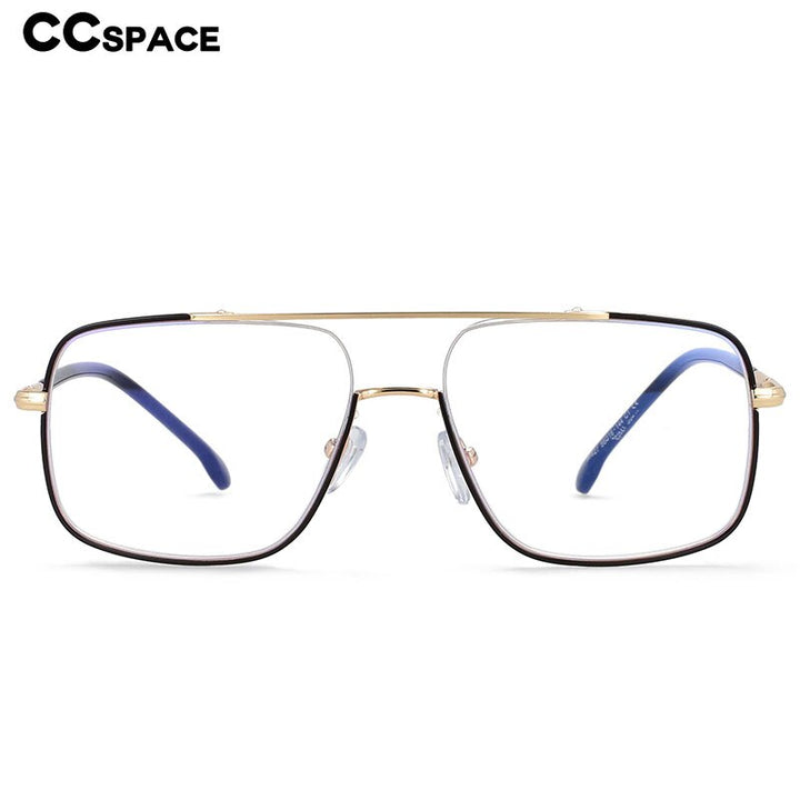 CCspace Unisex Full Rim Square Alloy Double Bridge Frame Eyeglasses 54240 Full Rim CCspace