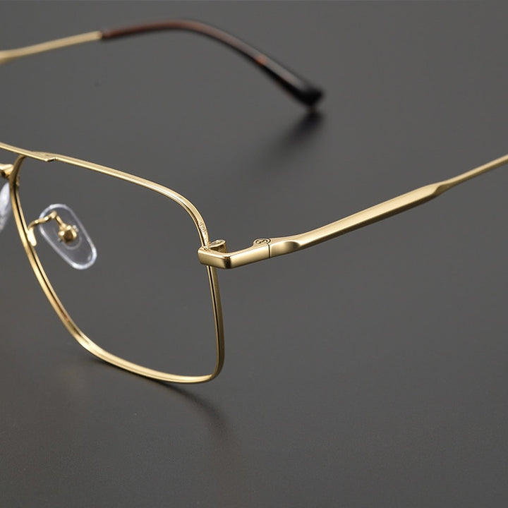 Gatenac Unisex Full Rim Square Double Bridge Alloy Eyeglasses Gxyj991 Full Rim Gatenac