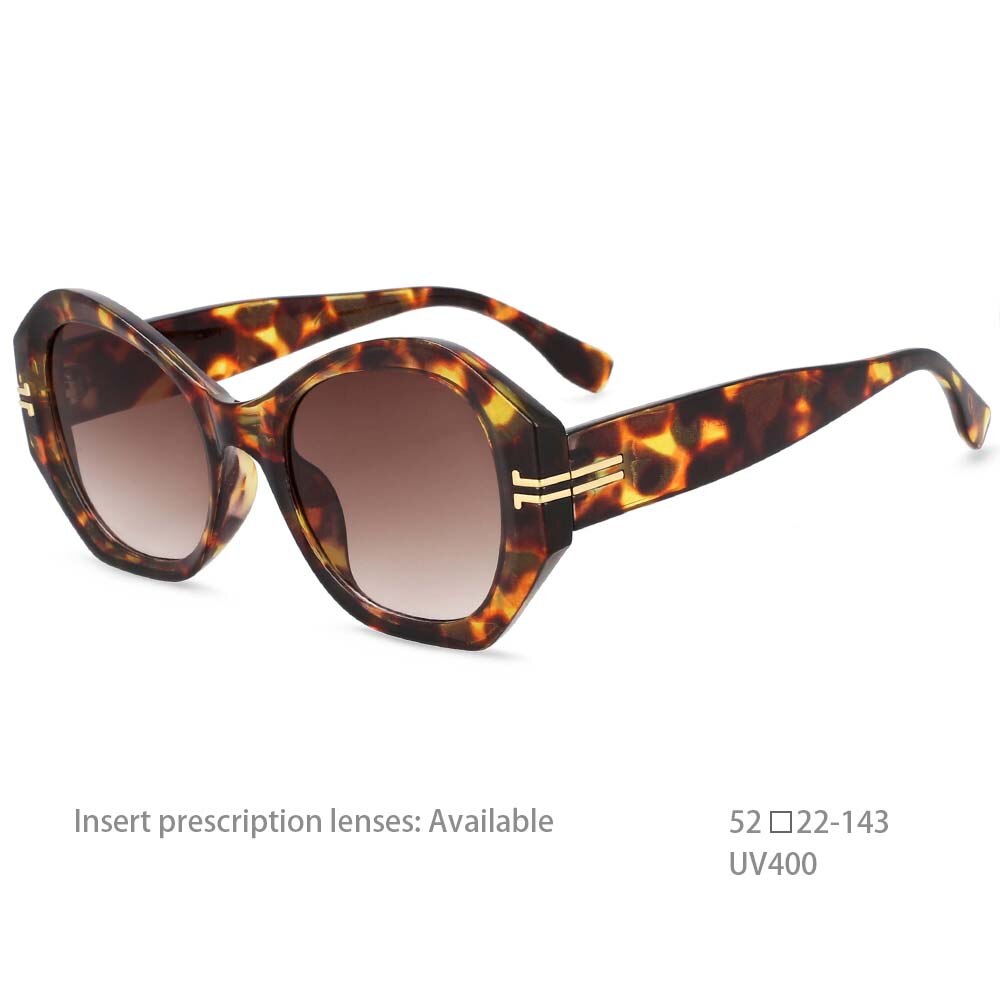 CCSpace Women's Full Rim Oversized Square Oval Resin Frame Sunglasses 54432 Sunglasses CCspace Sunglasses Leopard as picture 