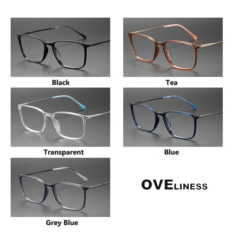 Oveliness Unisex Full Rim Square Acetate Titanium Eyeglasses 8636 Full Rim Oveliness