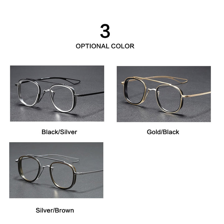 Muzz Unisex Full Rim Square Titanium Frame/Inner Ring Eyeglasses Dlx118 Full Rim Muzz