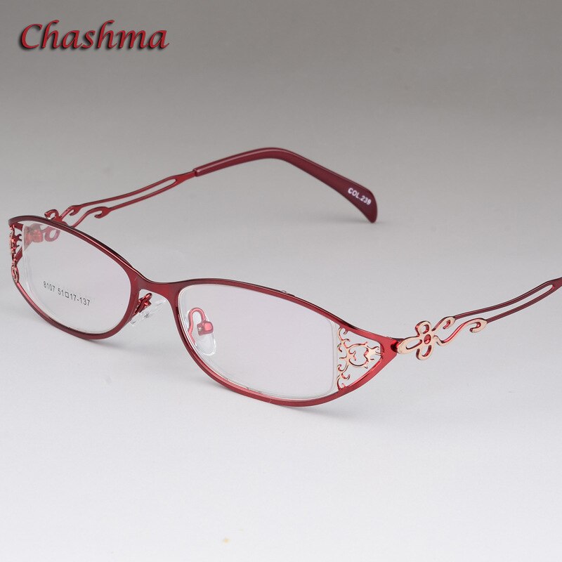 Chashma Women's Full Rim Cat Eye Stainless Steel Frame Eyeglasses 8107 Full Rim Chashma Red