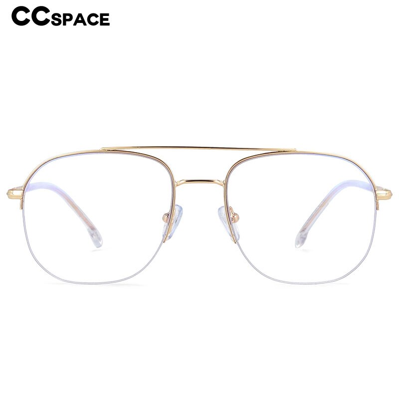 CCspace Women's Semi Rim Round Square Alloy Double Bridge Frame Eyeglasses 54342 Semi Rim CCspace
