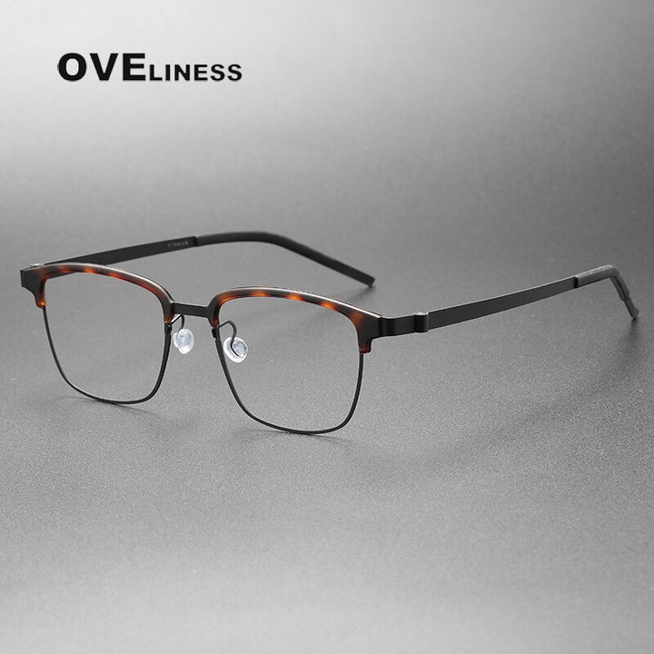Oveliness Unisex Full Rim Square Screwless Acetate Titanium Eyeglasses 9835 Full Rim Oveliness