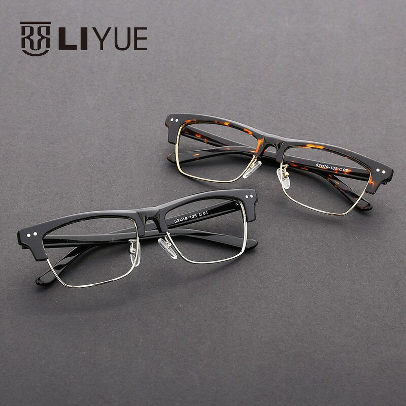 Oveliness Unisex Full Rim Square Acetate Alloy Eyeglasses Full Rim Oveliness