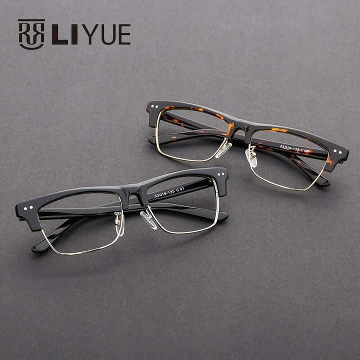 Oveliness Unisex Full Rim Square Acetate Alloy Eyeglasses Full Rim Oveliness