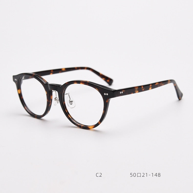 CCspace Unisex Full Rim Round Acetate Eyeglasses 55692 Full Rim CCspace Leopard China