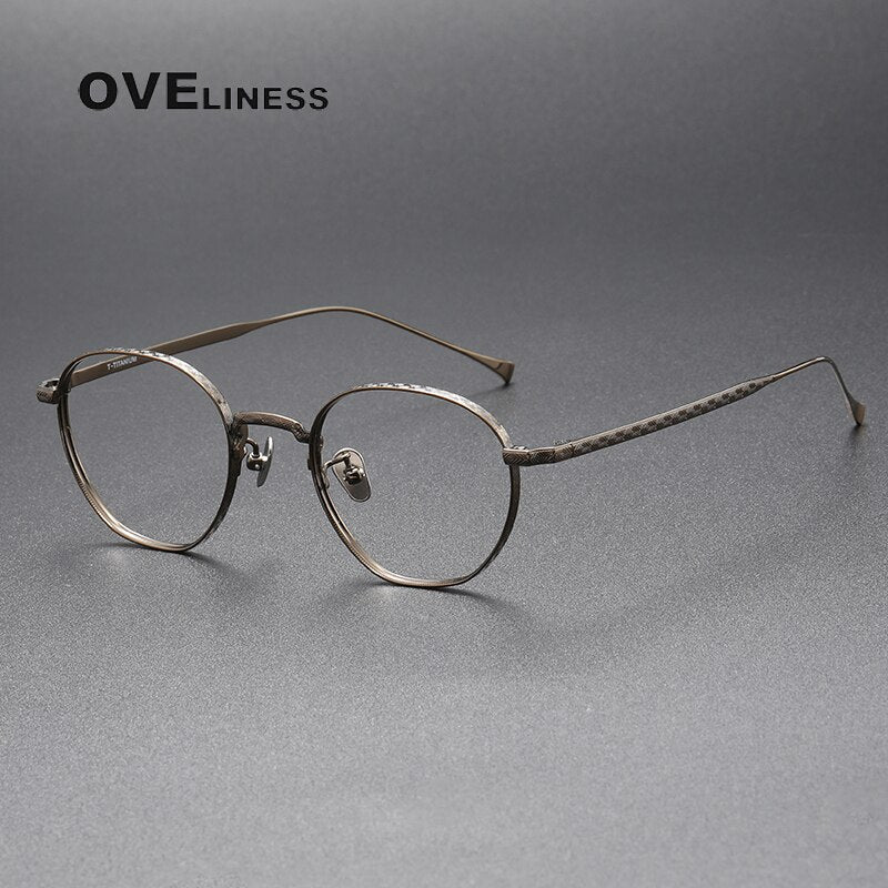 Oveliness Unisex Full Rim Round Titanium Eyeglasses 163 Full Rim Oveliness bronze