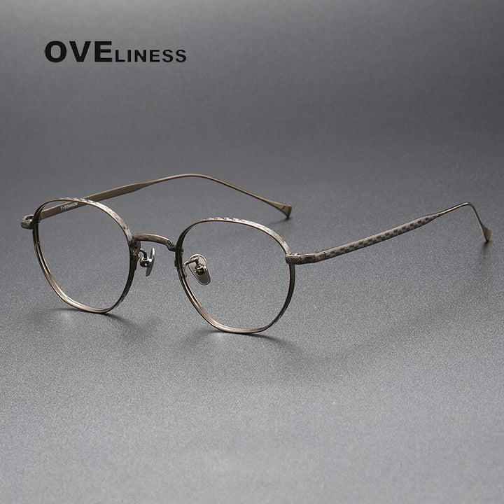 Oveliness Unisex Full Rim Round Titanium Eyeglasses 163 Full Rim Oveliness bronze