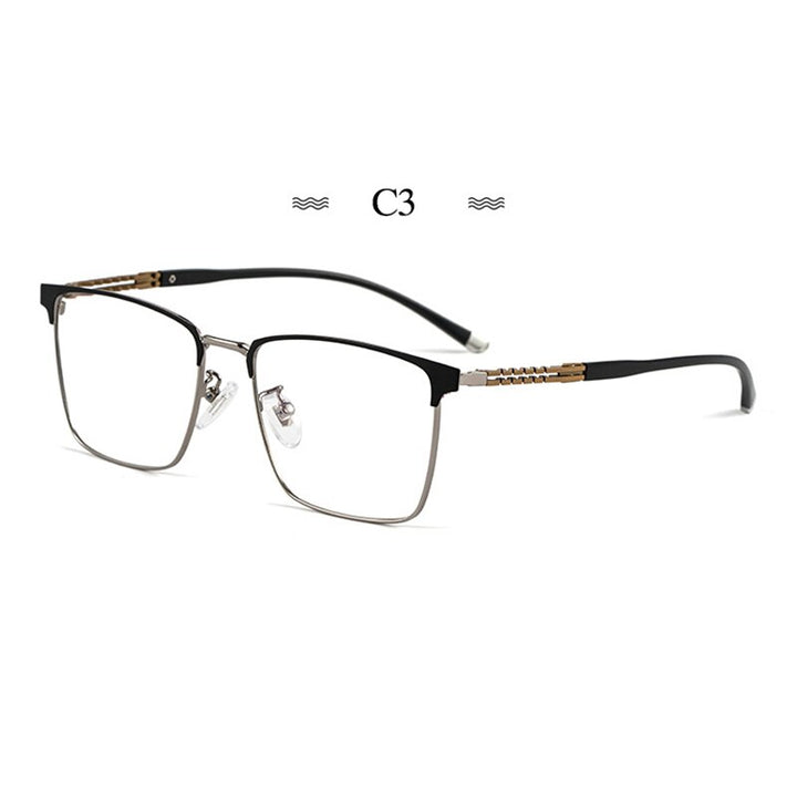 Hotochki Men's Full Rim Square Tr 90 Titanium Frame Eyeglasses T8611t Full Rim Hotochki C3