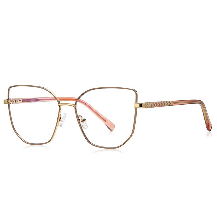 CCspace Unisex Full Rim Square Cat Eye Alloy Eyeglasses 55710 Full Rim CCspace GoldTea China