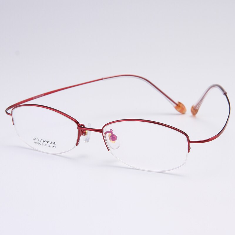 Bclear Women's Semi Rim Titanium Oval Eyeglasses Sc18026 Semi Rim Bclear Red