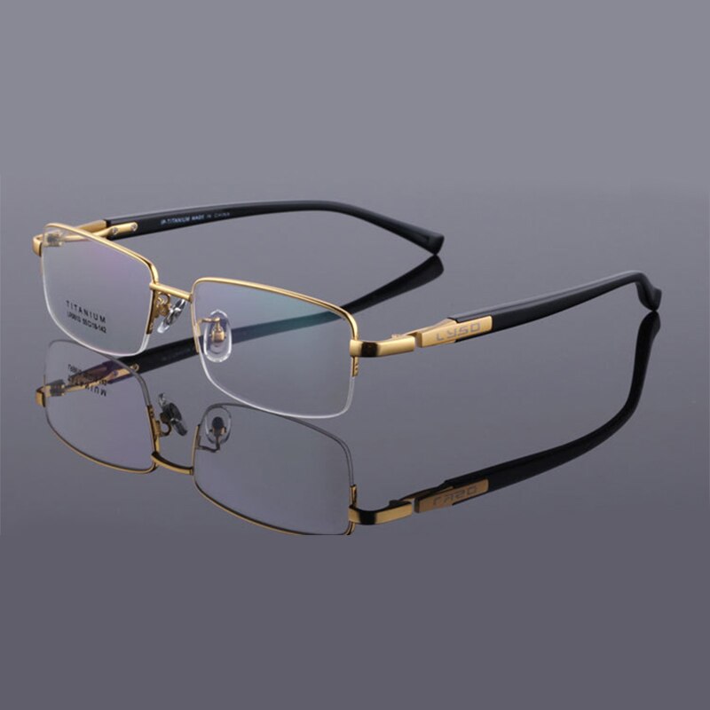 Zirosat Unisex Semi Rim Square Titanium Eyeglasses 9910 Semi Rim Zirosat Golden