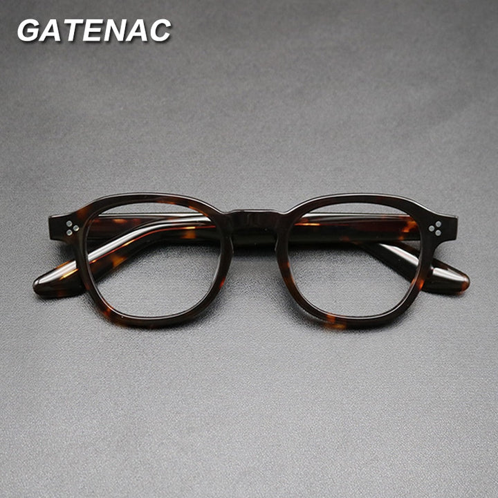 Gatenac Unisex Full Rim Square Acetate Frame Eyeglasses Gxyj684 Full Rim Gatenac