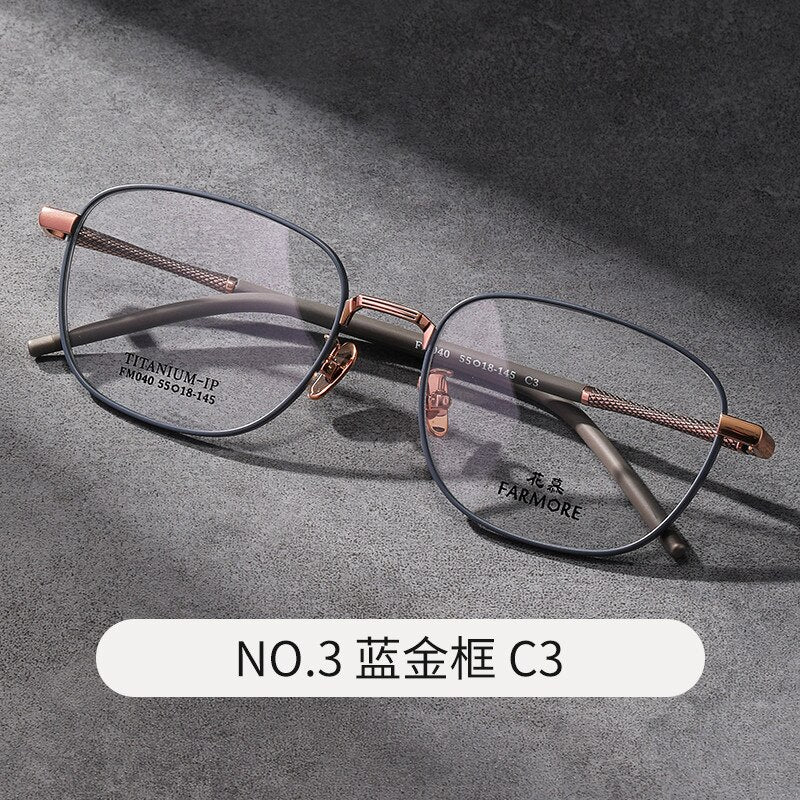 Reven Jate Unisex Full Rim Square Titanium Eyeglasses FM040 Full Rim Reven Jate C3