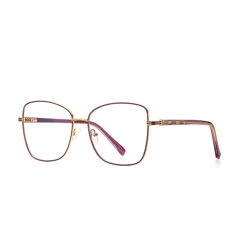 CCspace Unisex Full Rim Square Alloy Eyeglasses 55529 Full Rim CCspace China C6GoldRed