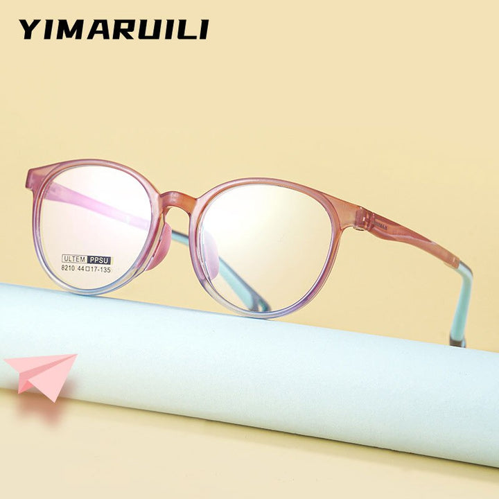 Yimaruili Children's Unisex Full Rim Round Ultem Eyeglasses 8210S Full Rim Yimaruili Eyeglasses