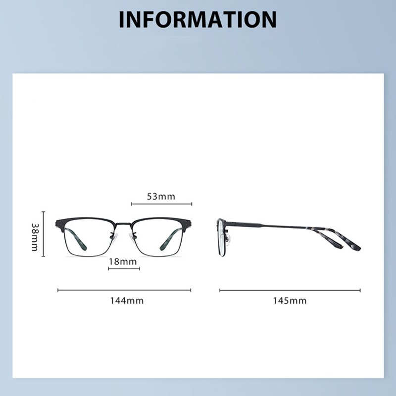 Bclear Unisex Full Rim Square Eyebrow Line Titanium Eyeglasses Wd916 Full Rim Bclear