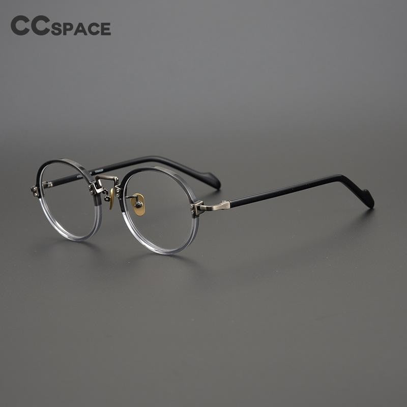 CCspace Unisex Full Rim Round/Square Acetate Titanium Eyeglasses 53312 Full Rim CCspace
