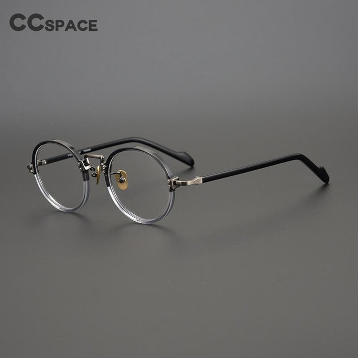 CCspace Unisex Full Rim Round/Square Acetate Titanium Eyeglasses 53312 Full Rim CCspace