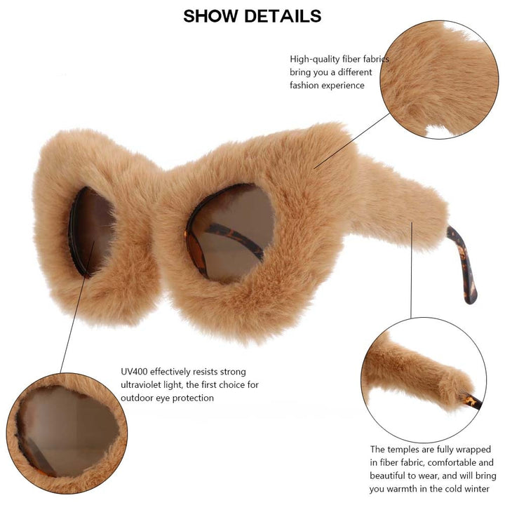 CCspace Women's Full Rim Velvet/Resin Cat Eye Sunglasses 54190 Sunglasses CCspace Sunglasses