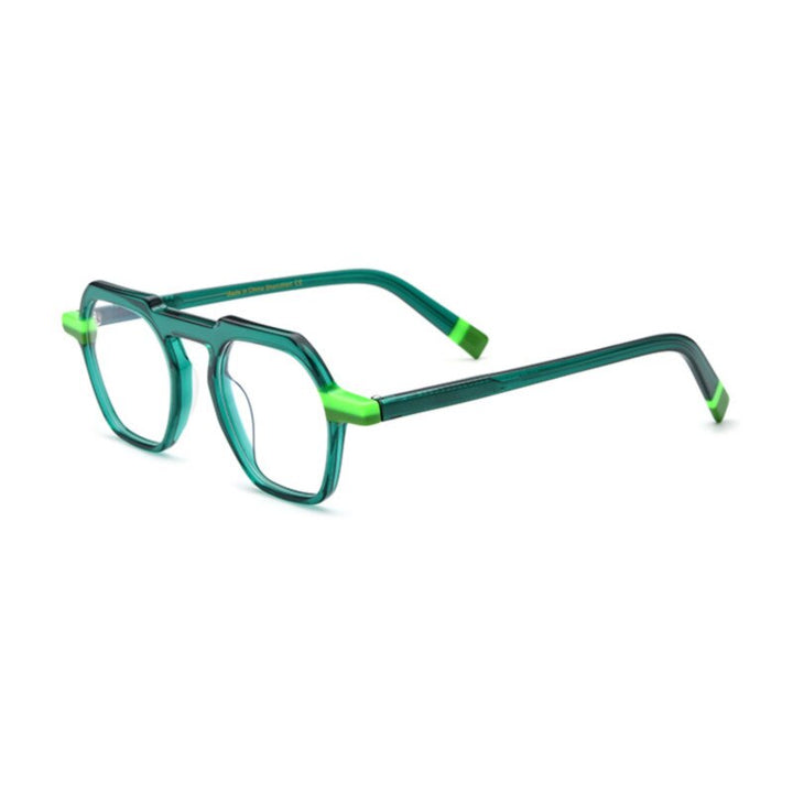CCspace Unisex Full Rim Flat Top Round Acetate Titanium Eyeglasses 53330 Full Rim CCspace clear-green China