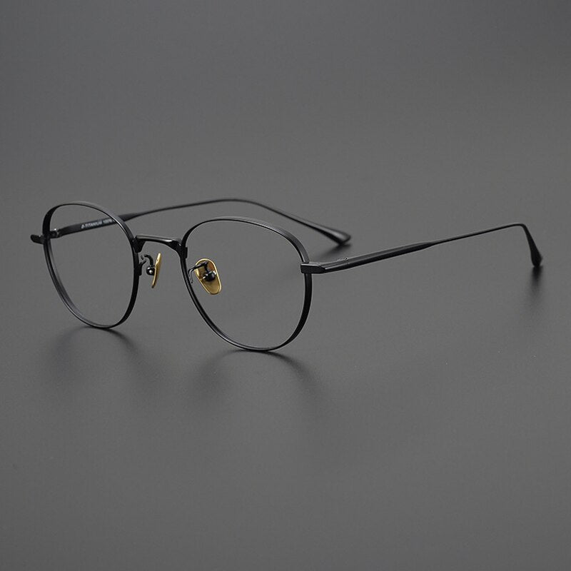 Gatenac Unisex Full Rim Round Square Titanium Eyeglasses Gxyj988 Full Rim Gatenac Black