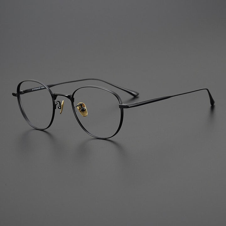 Gatenac Unisex Full Rim Round Square Titanium Eyeglasses Gxyj988 Full Rim Gatenac Black