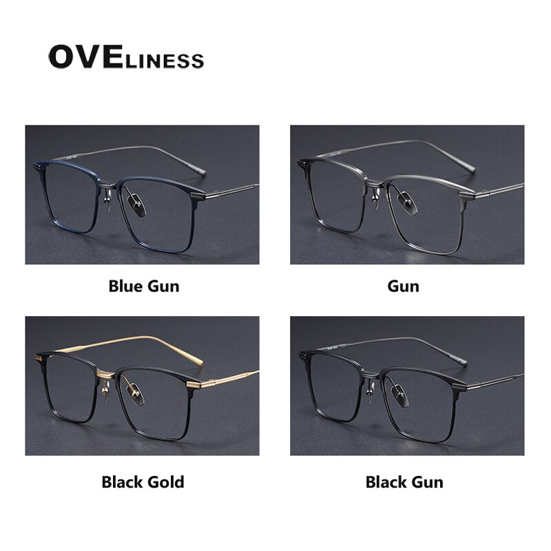 Oveliness Men's Full Rim Square Titanium Eyeglasses Flatiron25 Full Rim Oveliness